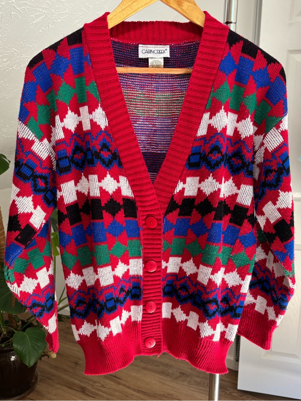 Cabin Creek geometric vintage cardigan, size small